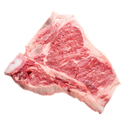 Bife T-Bone con hueso, sobre fondo blanco